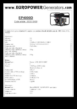 Дизелови генератори Europower EP4000D (S)