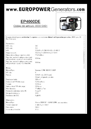 Дизелови генератори Europower EP4000DE (S)