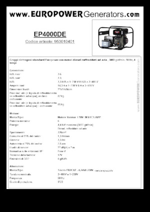 Дизелови генератори Europower EP4000DE (S)