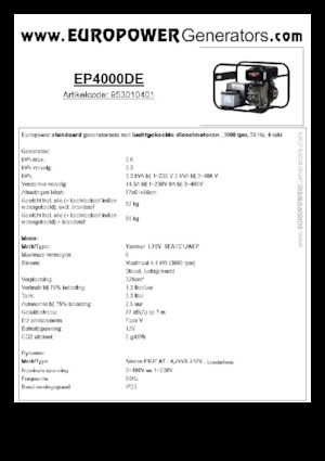 Дизелови генератори Europower EP4000DE (S)