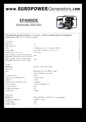 Дизелови генератори Europower EP4000DE (S)