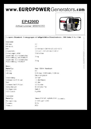Дизелови генератори Europower EP4200D (S)