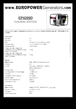 Дизелови генератори Europower EP4200D (S)