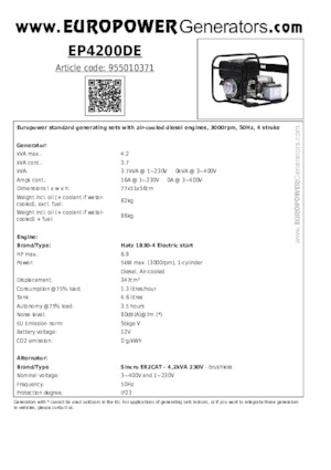 Дизелови генератори Europower EP4200DE (S)