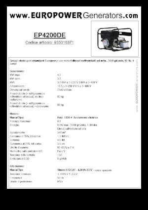 Дизелови генератори Europower EP4200DE (S)