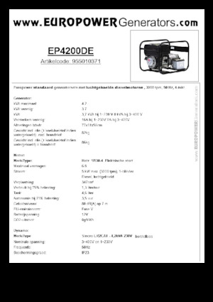 Дизелови генератори Europower EP4200DE (S)