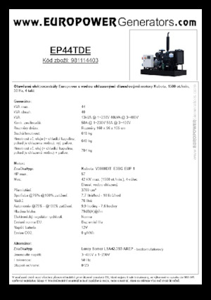 Дизелови генератори Europower EP44TDE (LS)