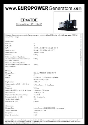 Дизелови генератори Europower EP44TDE (LS)