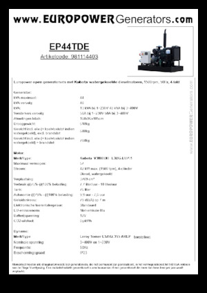Дизелови генератори Europower EP44TDE (LS)