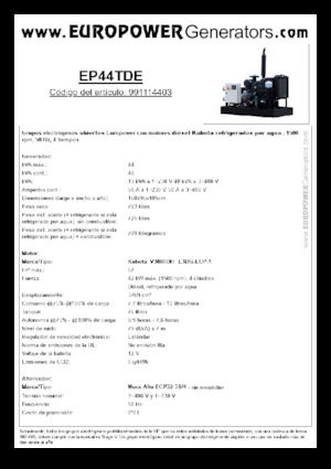 Дизелови генератори Europower EP44TDE (MA)