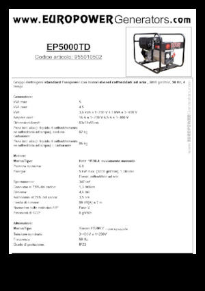 Дизелови генератори Europower EP5000TD (S)