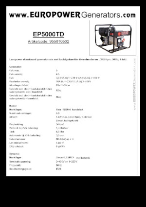 Дизелови генератори Europower EP5000TD (S)