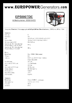 Дизелови генератори Europower EP5000TDE (S)