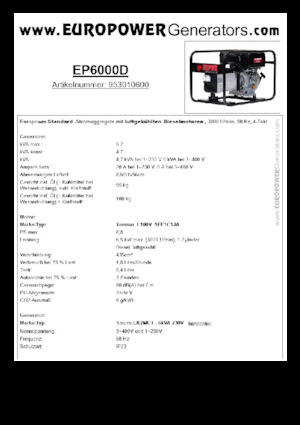 Дизелови генератори Europower EP6000D (S)