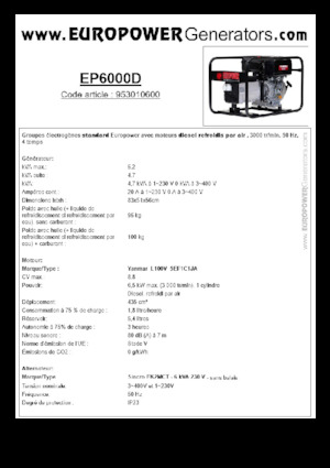 Дизелови генератори Europower EP6000D (S)