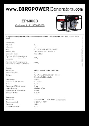 Дизелови генератори Europower EP6000D (S)