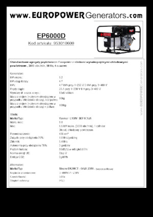 Дизелови генератори Europower EP6000D (S)