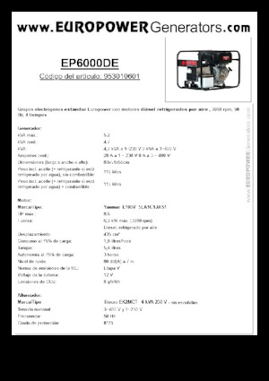 Дизелови генератори Europower EP6000DE (S)