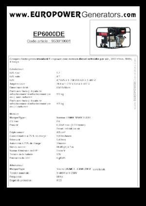 Дизелови генератори Europower EP6000DE (S)