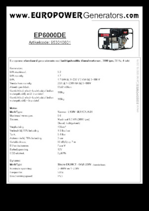 Дизелови генератори Europower EP6000DE (S)