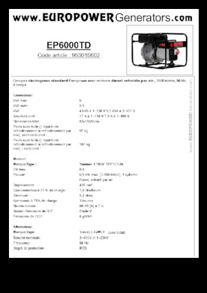Дизелови генератори Europower EP6000TD (S)