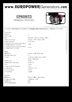 Дизелови генератори Europower EP6000TD (S)