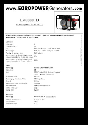 Дизелови генератори Europower EP6000TD (S)