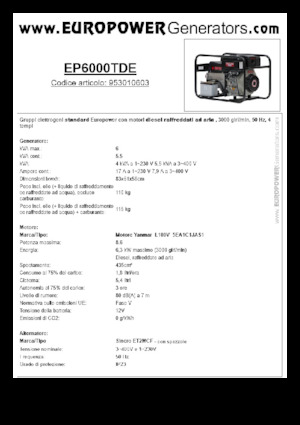 Дизелови генератори Europower EP6000TDE (S)