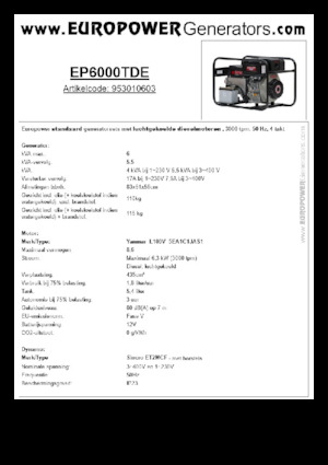 Дизелови генератори Europower EP6000TDE (S)