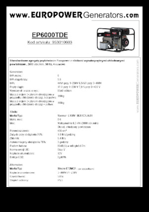 Дизелови генератори Europower EP6000TDE (S)
