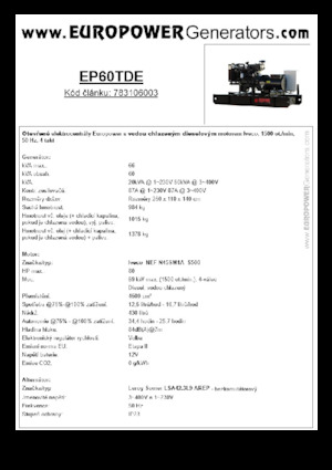 Дизелови генератори Europower EP60TDE (LS)