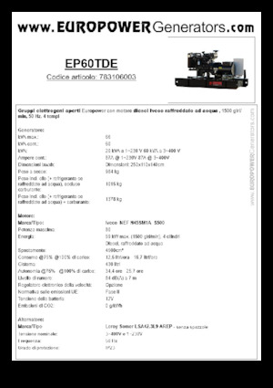 Дизелови генератори Europower EP60TDE (LS)