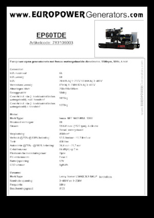 Дизелови генератори Europower EP60TDE (LS)