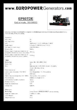 Дизелови генератори Europower EP60TDE (LS)