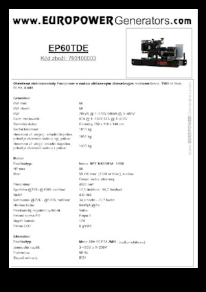 Дизелови генератори Europower EP60TDE (MA)