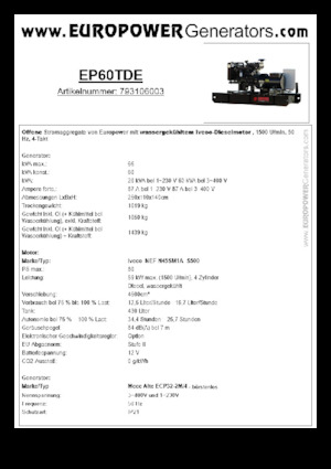 Дизелови генератори Europower EP60TDE (MA)