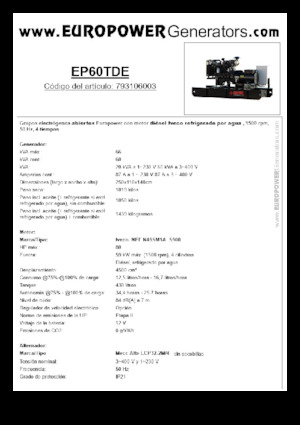 Дизелови генератори Europower EP60TDE (MA)