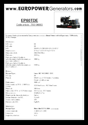 Дизелови генератори Europower EP60TDE (MA)