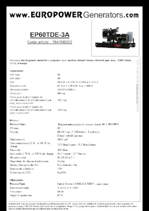 Дизелови генератори Europower EP60TDE-3A (LS)