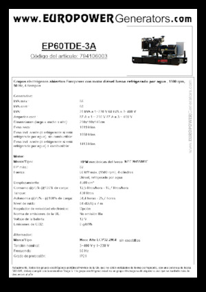 Дизелови генератори Europower EP60TDE-3A (MA)