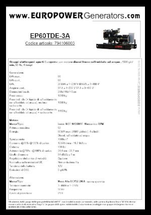 Дизелови генератори Europower EP60TDE-3A (MA)