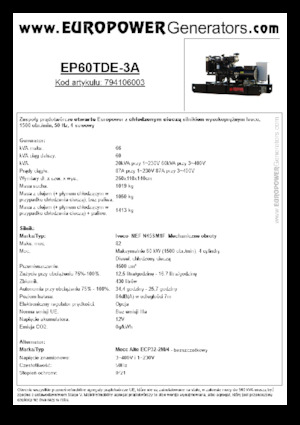 Дизелови генератори Europower EP60TDE-3A (MA)