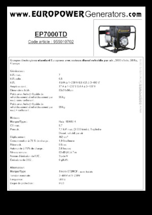 Дизелови генератори Europower EP7000TD (S)