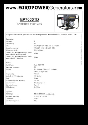 Дизелови генератори Europower EP7000TD (S)