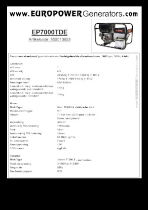 Дизелови генератори Europower EP7000TDE (S)