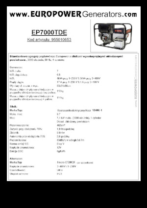 Дизелови генератори Europower EP7000TDE (S)
