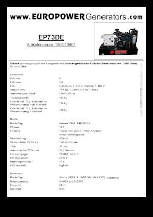 Дизелови генератори Europower EP73DE (S)