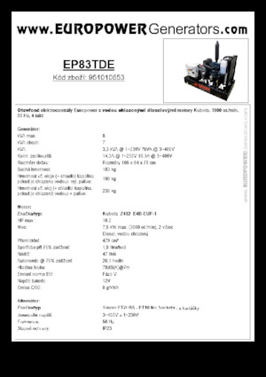 Дизелови генератори Europower EP83TDE (S)