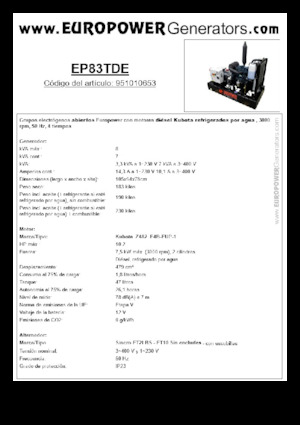 Дизелови генератори Europower EP83TDE (S)