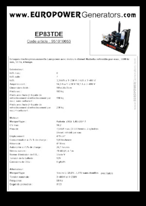 Дизелови генератори Europower EP83TDE (S)